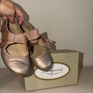Bonpoint Shimmering Rose gold Ballet Flats with Ribbon